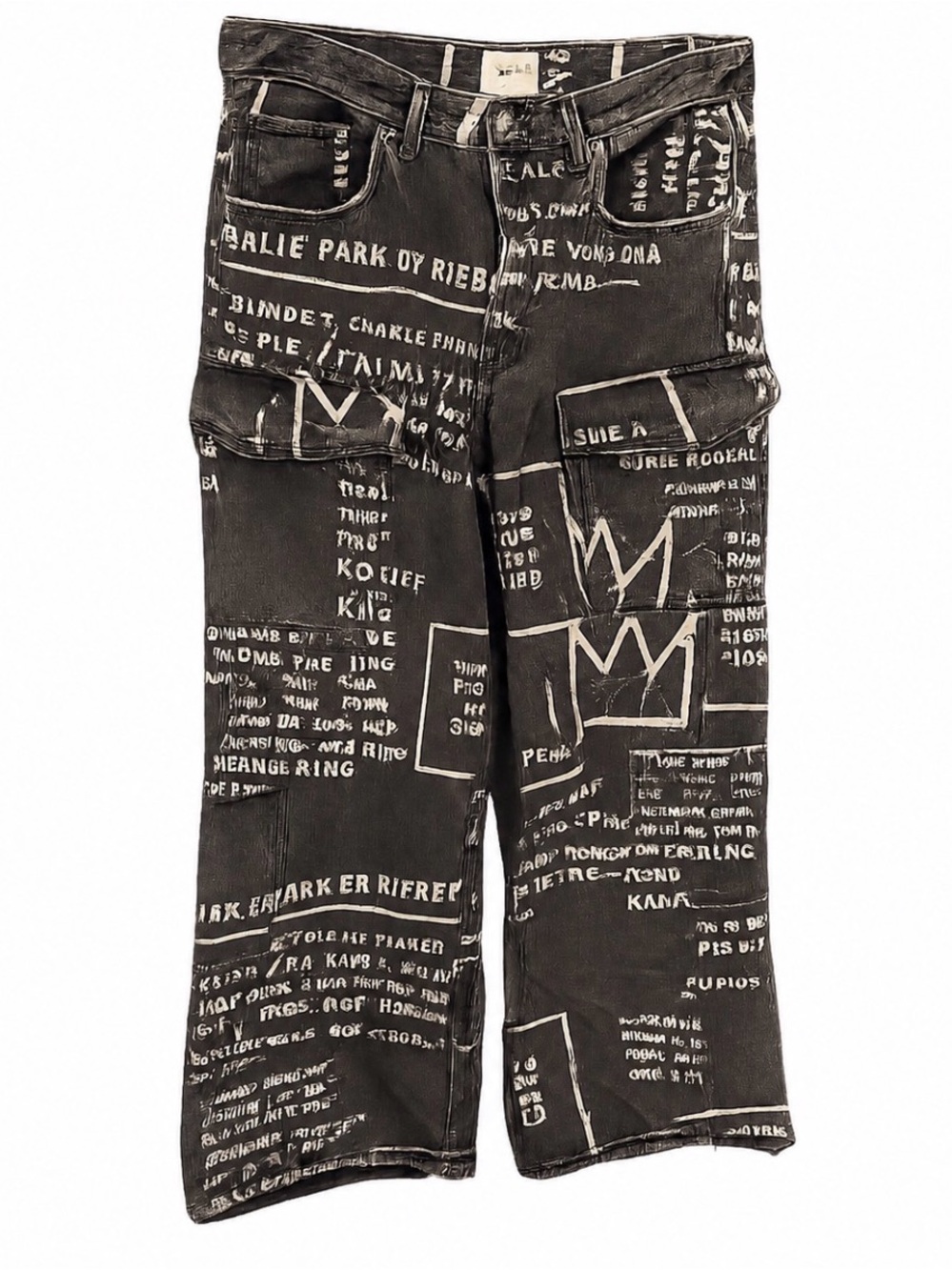 H&M Wide Leg Jeans M Basquiat Collab Who Decides War Pre-owned 34x32 Mens